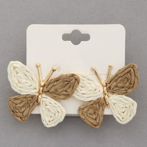 TWO TONE BUTTERFLY RAFFIA EARRING