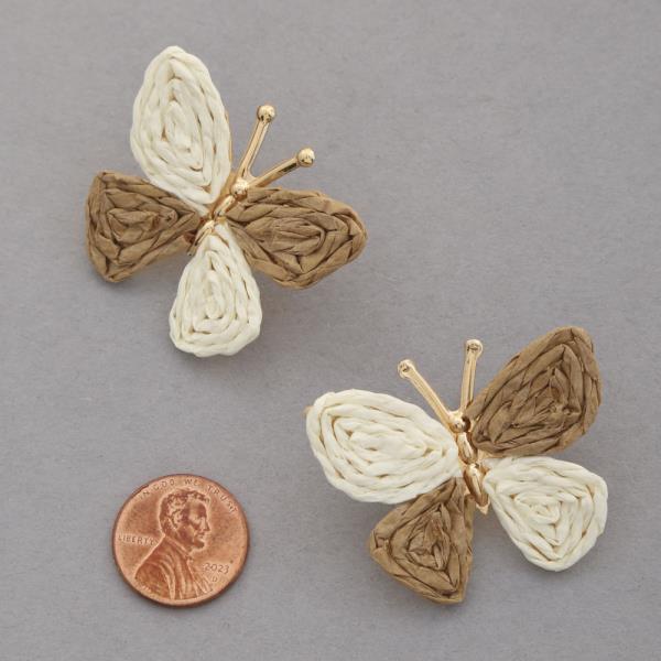 TWO TONE BUTTERFLY RAFFIA EARRING