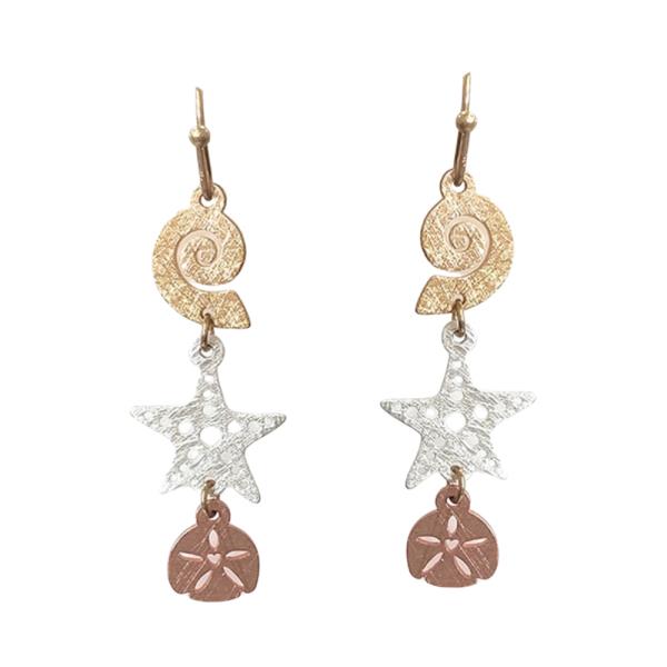 SEA LIFE SHELL STARFISH DROP EARRING