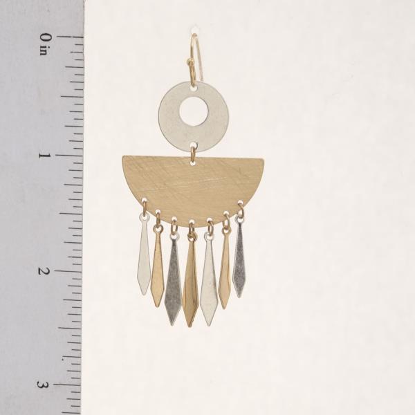 BRASS TWO TONE DANGLE EARRING