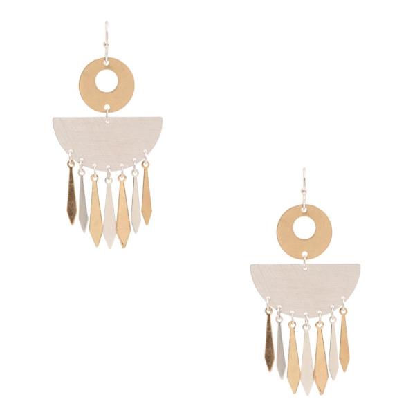 BRASS TWO TONE DANGLE EARRING