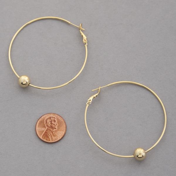 14K GOLD DIPPED HOOP BALL BEAD EARRING