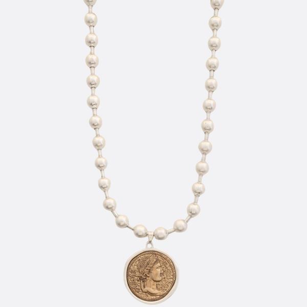 MEDALLION PENDANT BALL BEAD NECKLACE