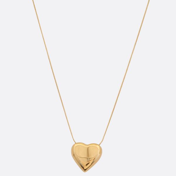 PUFFY HEART PENDANT METAL NECKLACE