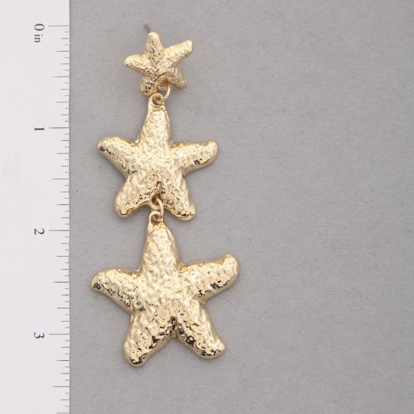 TEXTURED STARFISH TRIPLE DANGLE EARRING