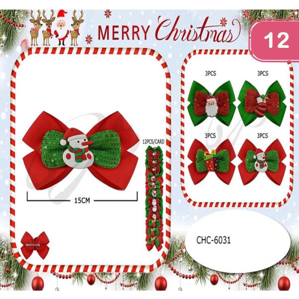 CHRISTMAS HAIR BOW PIN (12 UNITS)