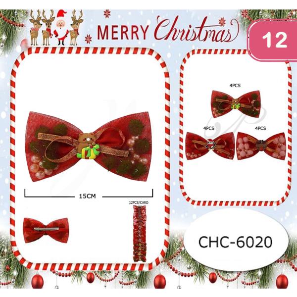 CHRISTMAS HAIR BOW PINS (12 UNITS)