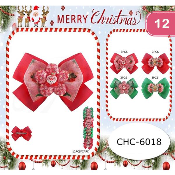 CHRISTMAS HAIR BOW PINS (12 UNITS)