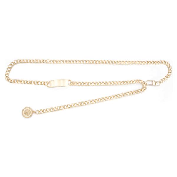 METAL PLATE AND LION MEDALLION CHUNKY CHAIN BELT
