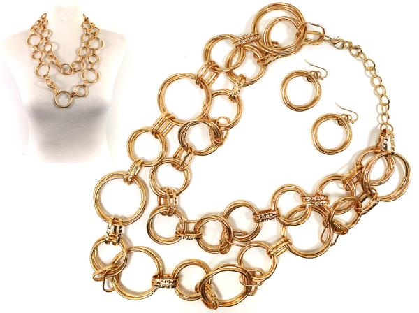 CHUNKY CIRCLE LINK METAL LAYERED NECKLACE