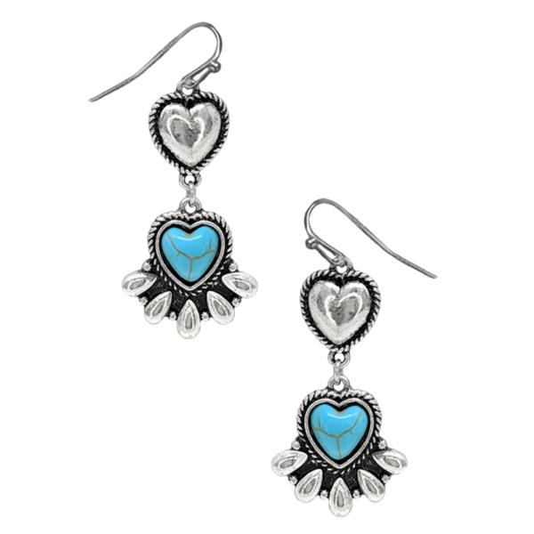 WESTERN STYLE HEART CRYSTAL DANGLE EARRING