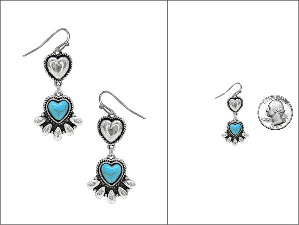 WESTERN STYLE HEART CRYSTAL DANGLE EARRING