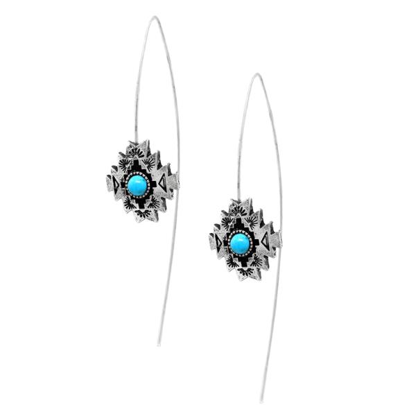 WESTERN STYLE TQ AZTEC SHAPE HOOK EARRING