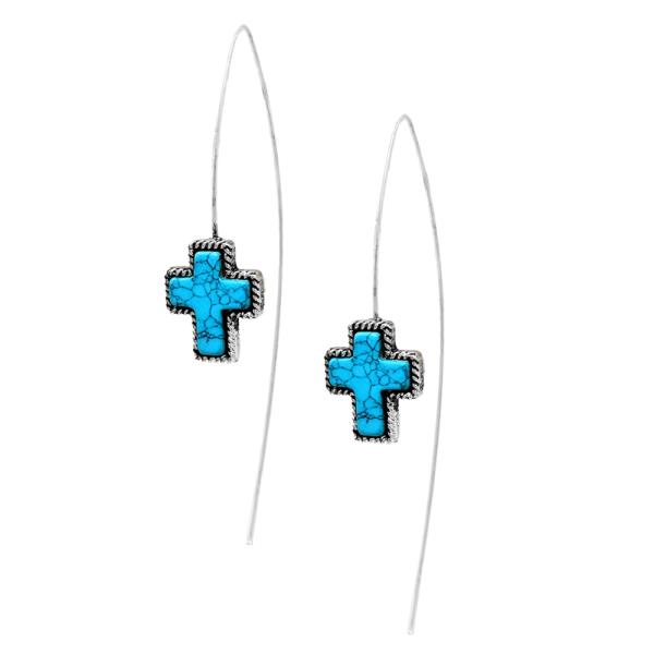 WESTERN STYLE TQ CROSS HOOK EARRING