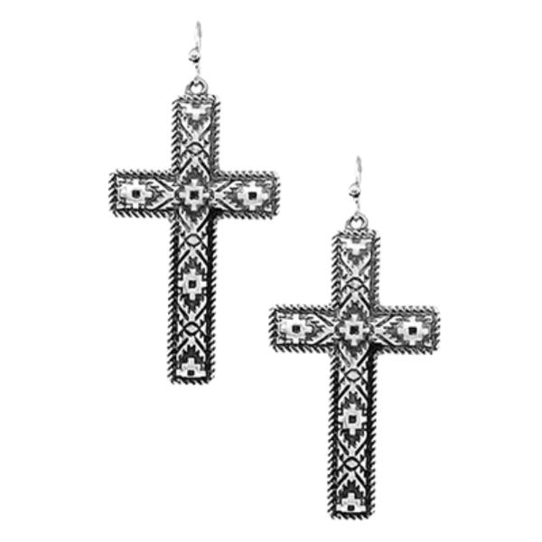 WESTERN STYLE CROSS DANGLE EARRING