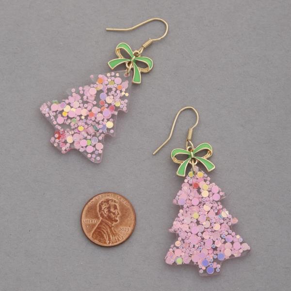 GLITTER CHRISTMAS TREE DANGLE EARRING