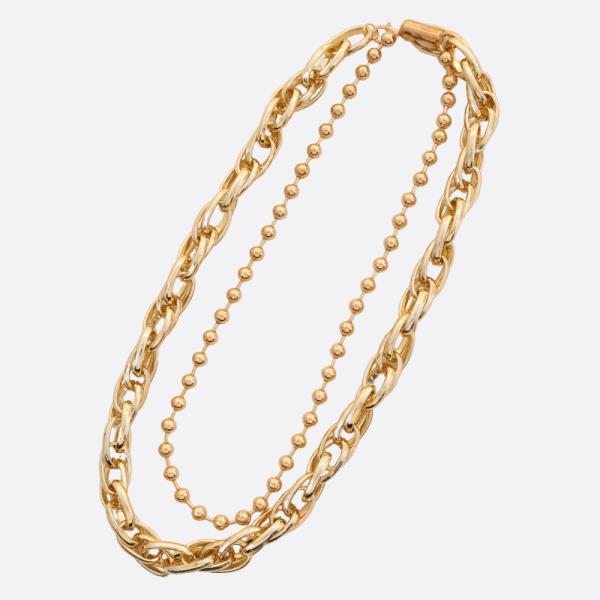 BALL CIRCLE LINK LAYERED METAL NECKLACE