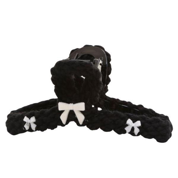 CROCHET RIBBON BOW CLAW HAIR CLIP