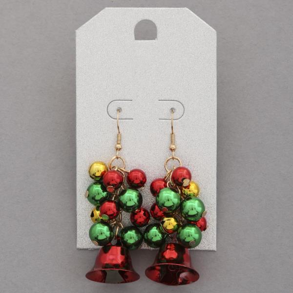 CHRISTMAS BELLS BEADED DANGLE EARRING