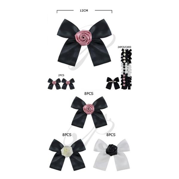 SILK ROSE HAIR BOW PIN (24 UNITS)