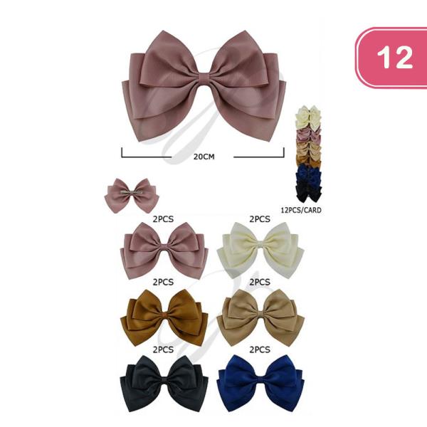 RIBBON HAIR BOW PIN (12 UNITS)