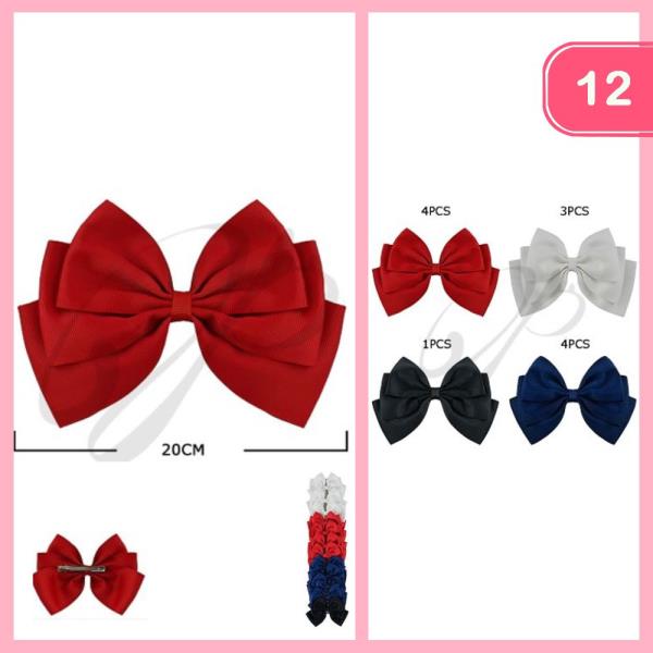 RIBBON HAIR BOW PIN (12 UNITS)