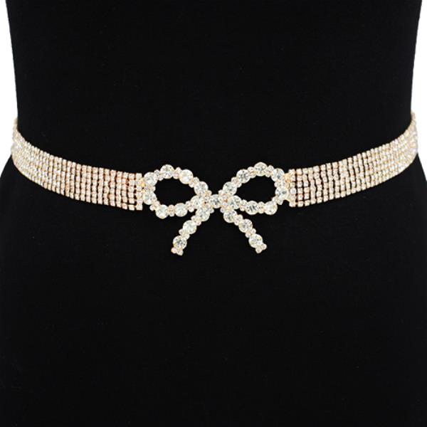 RHINESTONE RIBBON BUCKLE BELT