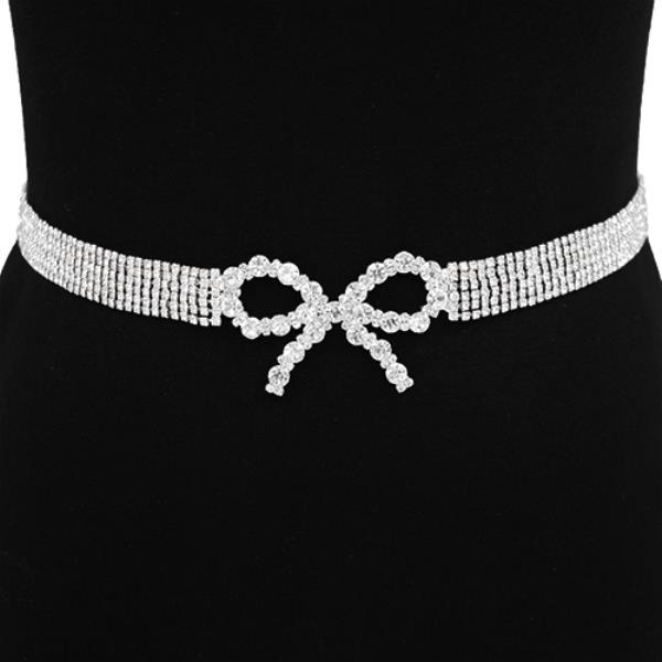 RHINESTONE RIBBON BUCKLE BELT