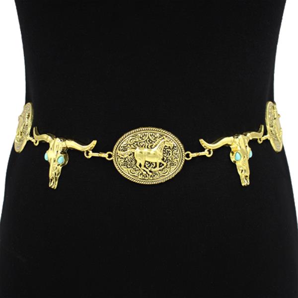 WESTERN STYLE HORSE METAL CHAIN BELT