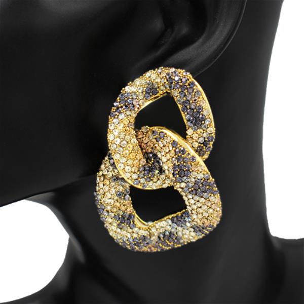 RHINESTONE LEOPARD LINK EARRING