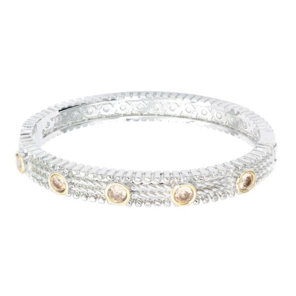 TWO TONE STONE BANGLE BRACELET