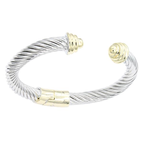 TWO TONE HINGED CUFF BRACELET