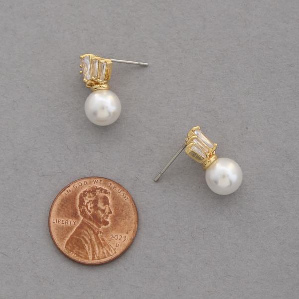 CZ PEARL BEAD EARRING