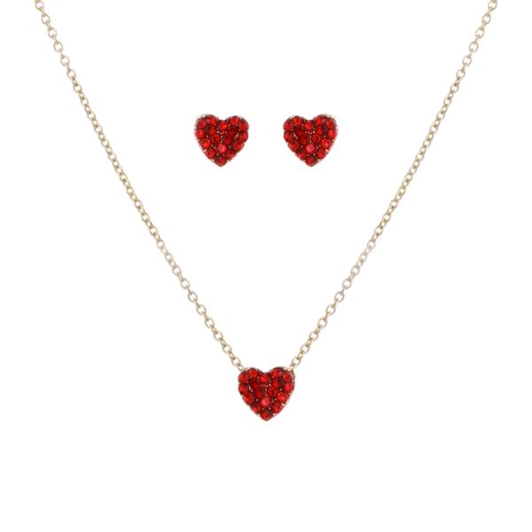 SINGLE HEART EARRING NECKLACE SET