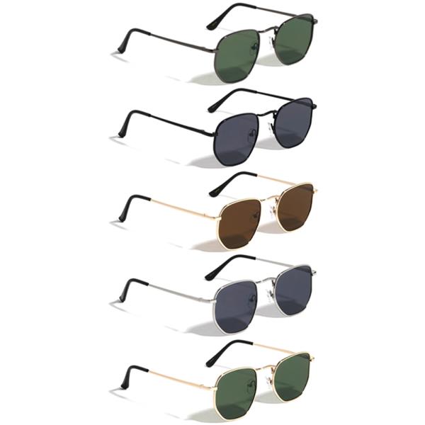 SPRING HINGE REVERSE LENS RETRO GEOMETRIC SUNGLASSES 1DZ