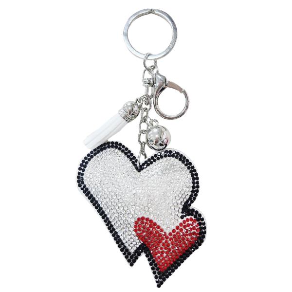 DOUBLE HEART TASSEL KEYCHAIN