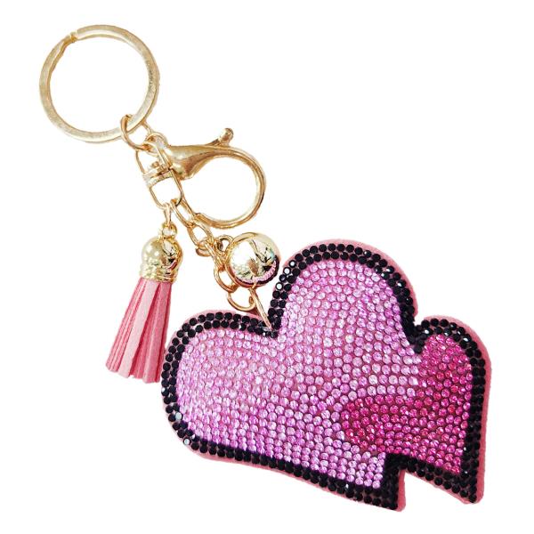 DOUBLE HEART TASSEL KEYCHAIN