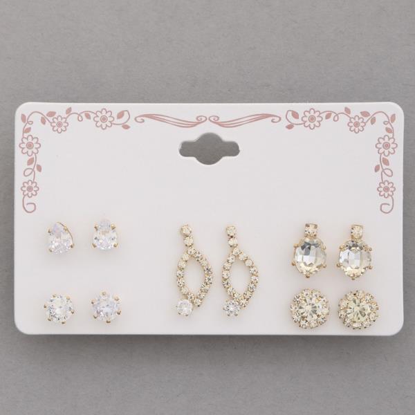 RHINESTONE ASSORTED EARRING SET