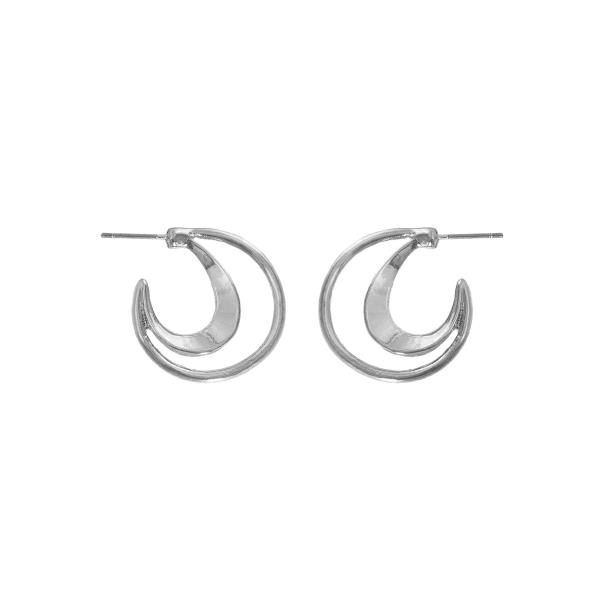 ELONGATE DOUBLE RING POST EARRING