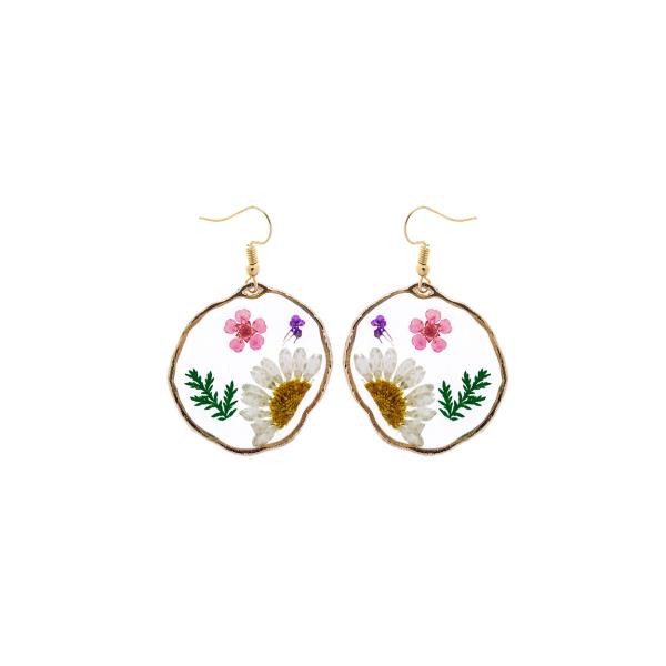 RUSHED CIRCLE FLOWER EARRING