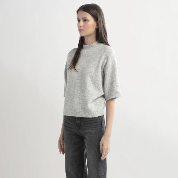 MOCK NECK HALF SLEEVE SWEATER