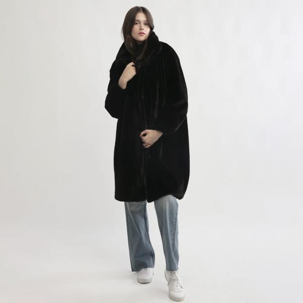 SHEARLING STAND COLLAR COAT