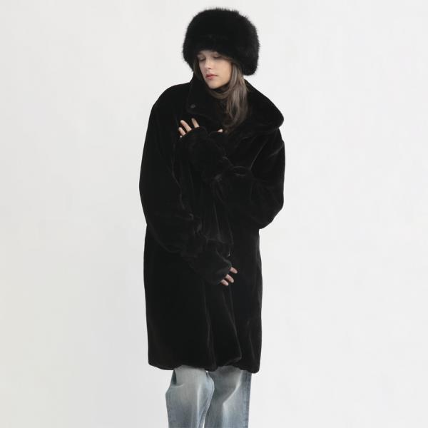 SHEARLING STAND COLLAR COAT