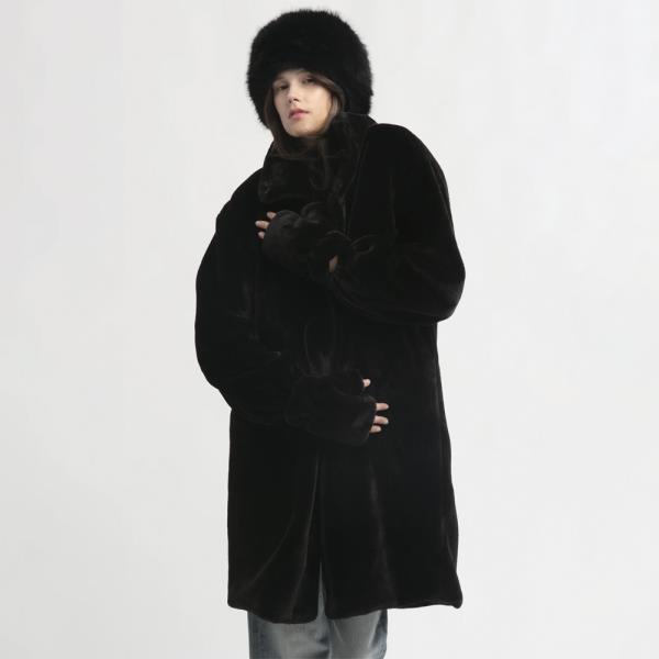 SHEARLING STAND COLLAR COAT