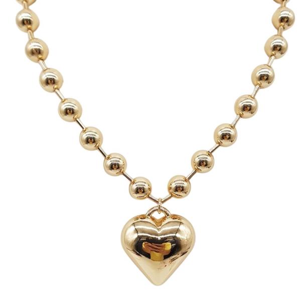 BALL CHAIN HEART PENDANT NECKLACE