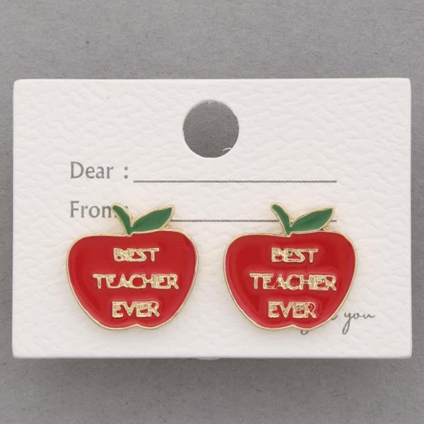 BEST TEACHER EVER APPLE EARRING