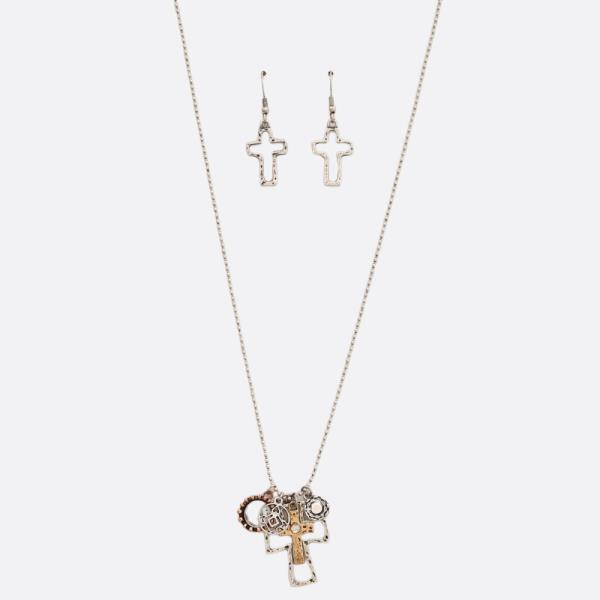 WESTERN STYLE CROSS PENDANT NECKLACE