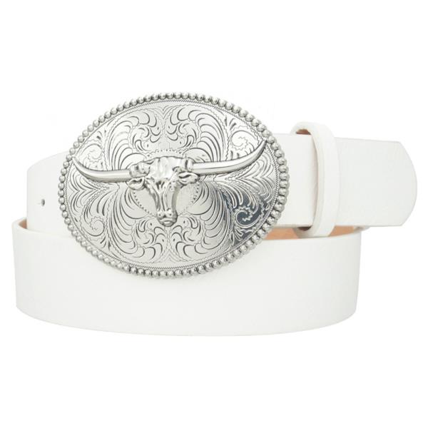 PLUS SIZE FLORA SWIRL LONGHORN OVAL BUCKLE BELT