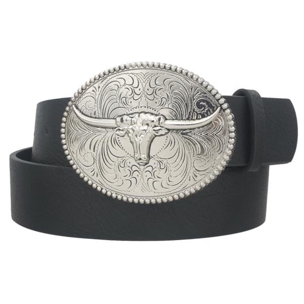 FLORA SWIRL LONGHORN OVAL BUCKLE BELT
