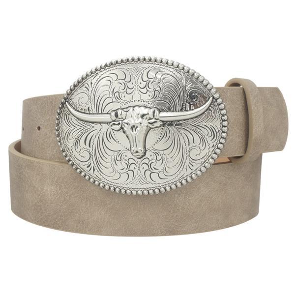 FLORA SWIRL LONGHORN OVAL BUCKLE BELT